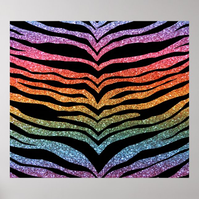 Poster Bande de tigre de parties scintillant arc-en-ciel (Devant)