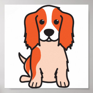 Poster Bande dessinée cavalière de chien d'épagneul du