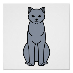 Poster Bande dessinée de chat de Chartreux