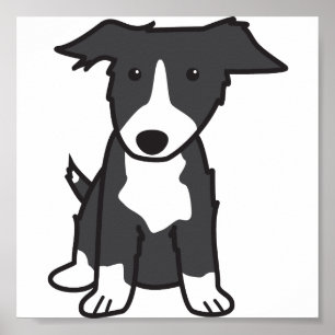 Poster Bande dessinée de chien de border collie