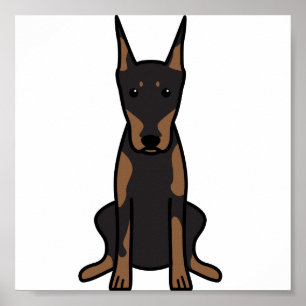Poster Bande dessinée de chien de Pinscher de dobermann