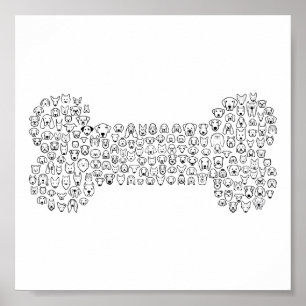 Poster Bande dessinée de chien d'OS