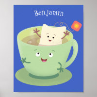 Bande dessinée de la tasse de thé mignonne humour 