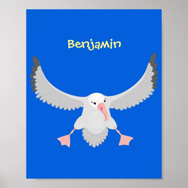Poster Bande dessinée de l'oiseau mûre albatros (Devant)