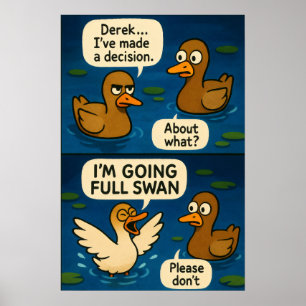 Poster Bande dessinée Funny Duck - Mème de transformation