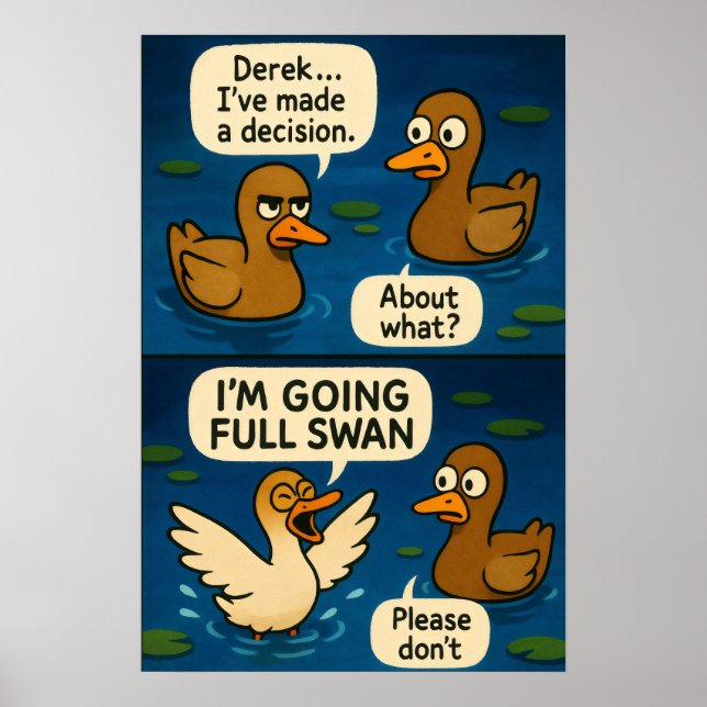 Poster Bande dessinée Funny Duck - Mème de transformation (Devant)