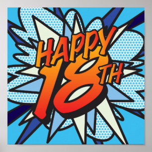 Poster Bande dessinée JOYEUX 18 ANS