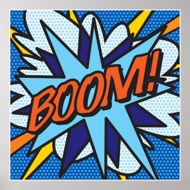 Poster Bande dessinée Pop Art BOOM Superhero (Devant)