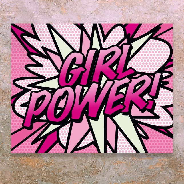 Poster Bande dessinée Pop Art GIRL POWER (Comic Book Pop Art GIRL POWER Pink Poster)