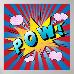 Poster Bande dessinée Pow Pop Art Typographie