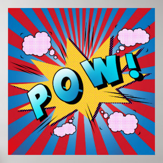 Poster Bande dessinée Pow Pop Art Typographie