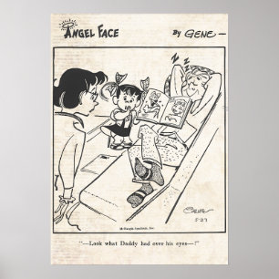 Poster Bande dessinée vintage face angulaire