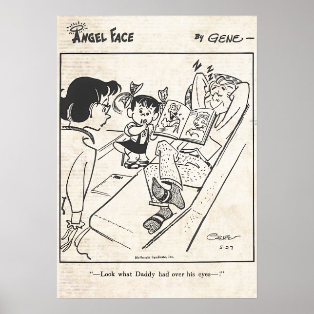 Poster Bande dessinée vintage face angulaire (Devant)