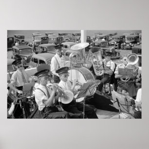 Poster Bande et voitures classiques, les années 1930