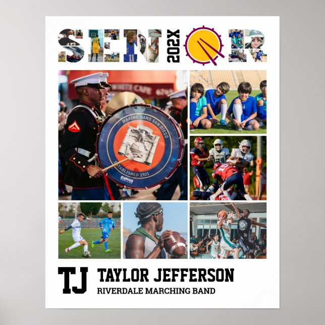 Poster Bande Marching Équipe sportive senior Collage phot (Devant)