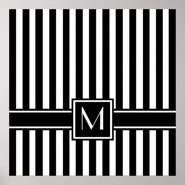 Poster Bande moderne noire avec Monogramme (Devant)