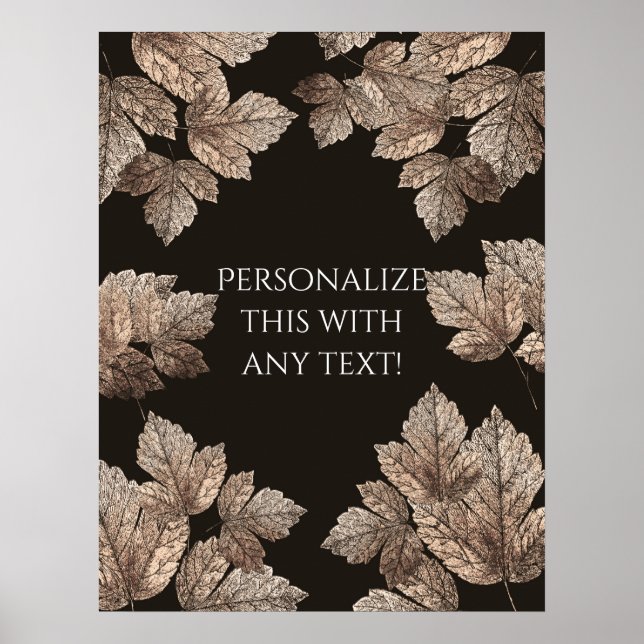 Poster Bandeau Brown foncé et bronze Feuilles rustique (Devant)