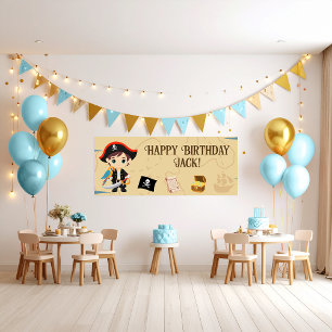 Poster Bandeau d'anniversaire de la fête des pirates