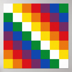 Poster Bandera Andina de la Wiphala Qulla Suyu