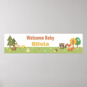 Poster Banderole de Baby Shower sur le thème des Animaux