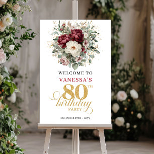 Poster Banderole de bienvenue pour 80e anniversaire Glam 