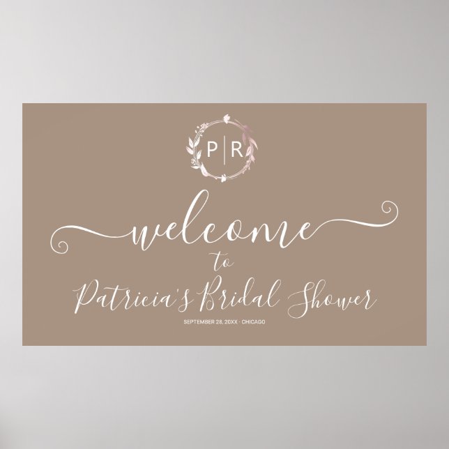 Poster Banderole de bienvenue pour un mariage Monogram Sh (Devant)