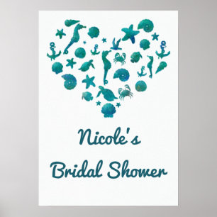 Poster Banderole Moderne Aquarelle Bleu Vert Choses de Pl