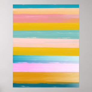 Poster Bandes Abstraites d'aquarelle simple en rose