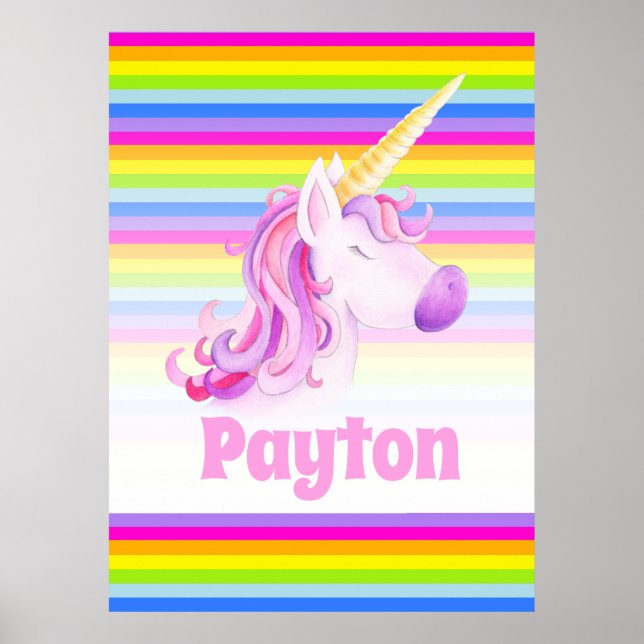 Poster Bandes arc-en-ciel de licorne lunaire personnalisé (Devant)