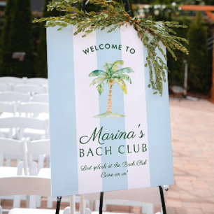 Poster Bandes Bleues Club de Bach Palm Beach Bienvenue