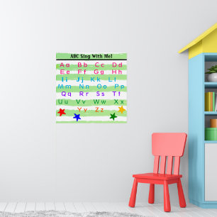 Poster Bandes d'aquarelle blanc vert Alphabet