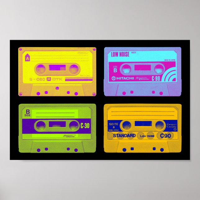 Poster Bandes de cassettes Pop Art Retro 80s (Devant)