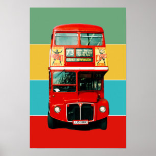 Poster Bandes de couleur des bus de Londres