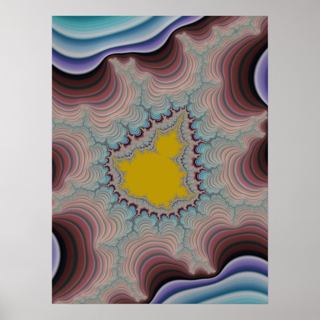 Poster Bandes de couleur rétro avec mandel doré Fractal (Devant)