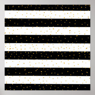 Poster Bandes de parties scintillant en or blanc noir poi