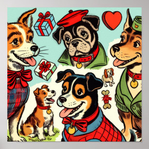 Poster Bandes dessinées pour chiens rétro