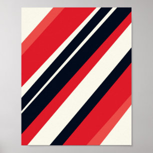Poster Bandes diagonales rouges et noires sur fond beige