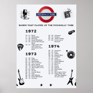 Poster Bandes - Piccadilly Tube 1972 1973 1974
