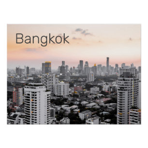 Poster Bangkok Skyline Sunset Panorama BKK Thaïlande