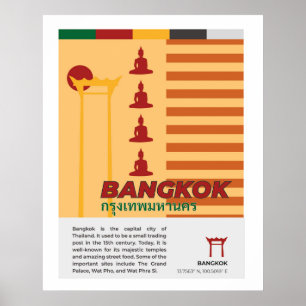 Poster Bangkok style rétro Thailande Mur Art