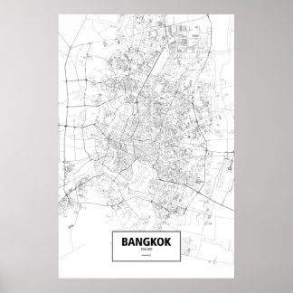 Poster Bangkok, Thaïlande (noir sur blanc)