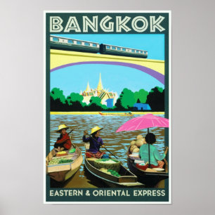 Poster Bangkok, Thaïlande Vintage voyage