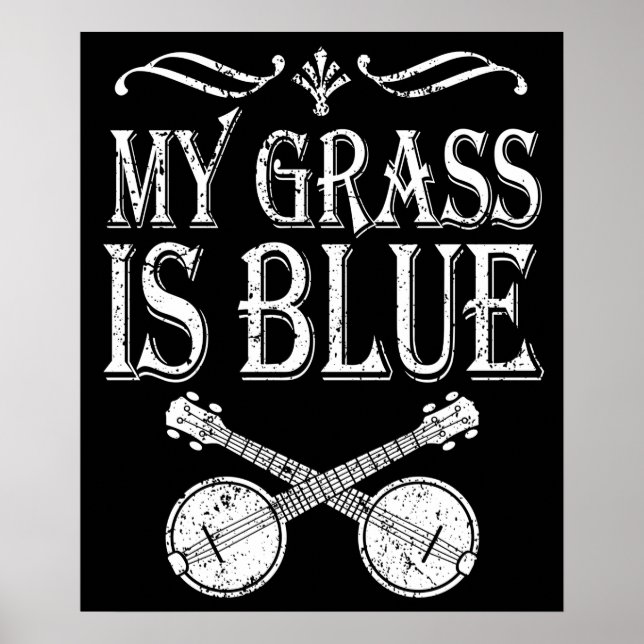 Poster Banjo Heartbeat Bluegrass Cadeau Country Music Ban (Devant)