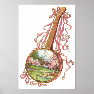 Poster Banjo Ribbons