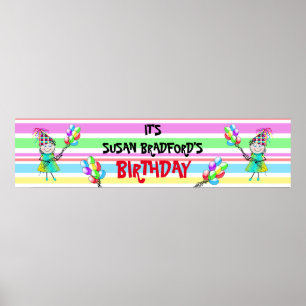 POSTER BANNIÈRE 12 X 48" FÊTE D'ANNIVERSAIRE - INSCRIRE L