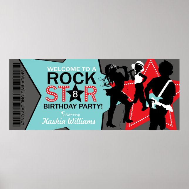 Poster Bannière Anniversaire Rock Star (Devant)