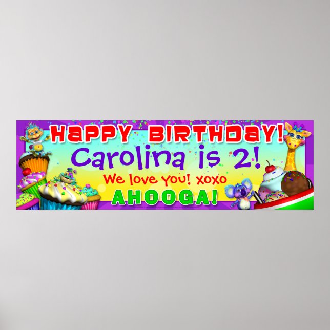 Poster Bannière B-Day de 40 po x 12 po GiggleBellies Cupc (Devant)