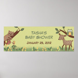 Poster Bannière Baby shower forestier enchanté
