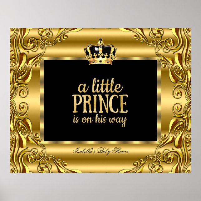 Poster Bannière Baby shower Little Prince Gold Black 3 (Devant)