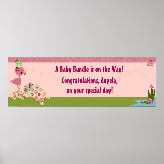 Poster Bannière Baby shower TURTTLE Une fois sur une sort (Devant)